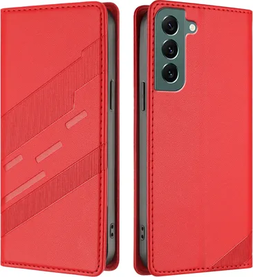 Image de Etui pour Samsung Galaxy S22+ 5G, étui portefeuille en cuirPolyuréthaneavec fente pour carte et fonction stand Rot