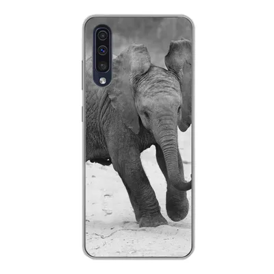 Produktbild von MuchoWow® Handyhülle Schutzhülle Hülle für Samsung Galaxy A30s Elefant - Baby - Tiere - Kröte - Schwarz und weiß Silikon Softcase Handy Hülle - Karteninhaber
