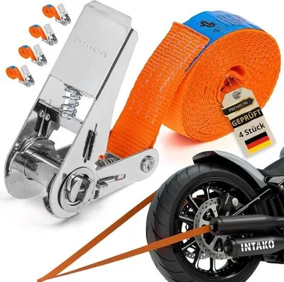 Produktbild von Famanu Spanbänder 800 kg - Set von 4 für sichere Ladungssicherung auf Motorrad oder Auto