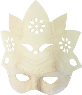 Produktbild von Décopatch 2x Braunes Pappmaché, florale Maske 9x23x22 cm - Kartonbraun AC782C