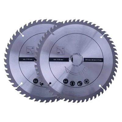 Immagine prodotto di SCHEPPACH Set di 2 lame HW 254mm x 30mm 48/60 denti per legno e metalli non ferrosi