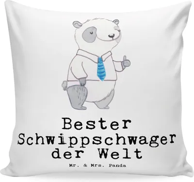Produktbild von Mr. & Mrs. Panda Deko Kissen Panda Bester Schwippschwager der Welt - Weiß - Geschenk, Schwager, Sofa, Verwandtschaft, Schwibschwager, 40x40, Dekokissen, Geschenkidee, für