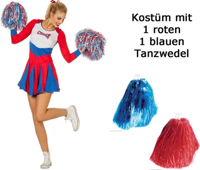 Produktbild von Wilbers y Damen Cheerleader Kleid 34-48 Uniform mit Tanzwedel Set Gr. 36