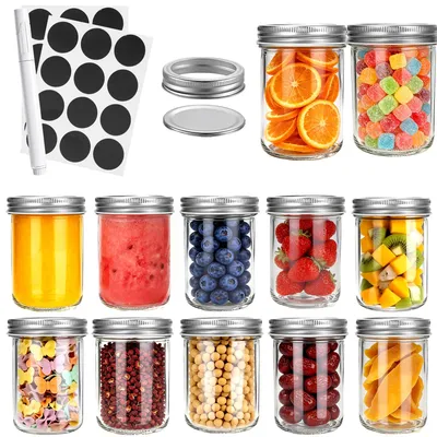 12er-Set Vorratsgläser 250 ml mit Schraubdeckel