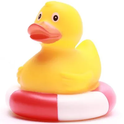 Produktbild von Badeente im Rettungsring rot Vinyl 9 cm