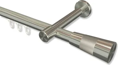 Produktbild von Interdeco Innenlaufstange, Gardinenstange mit Innenlauf Edelstahl-Optik Modell Prestige Tanara, 20 mm Ø 1-läufig, 400 cm (geteilt)