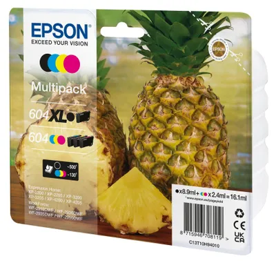 Produktbild von Epson Multipack 4-colours 604 XL Black/Std. CMY, High (L) Yield, Schwarz, Cyan, Magenta, Gelb, 8,9 ml, 2,4 ml, 1 Stück(e), Multipack