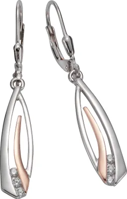 Obrázok produktu pre Náušnice 925/- striebro čiastočne pozlátené 3,9 cm Zirkóny