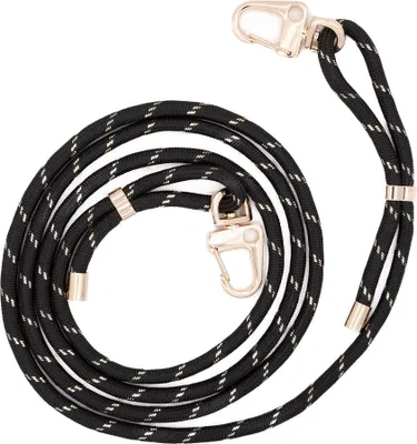 Produktbild von Handyhülle mit Kordel für iPhone Samsung, Schwarz-Gold, gewellt, 78 cm, austauschbares Kabel, verstellbare Clips