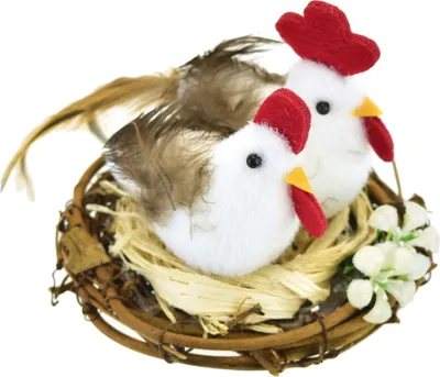 Immagine prodotto di Gallina con gallo nel nido 9x10 cm
