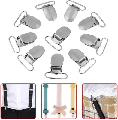 Produktbild von Metallischer Koordstopper Beugel Clip für Hosenträger und Schnullerclip - Reparatur Zubehör Ersatz Silber (25 mm)