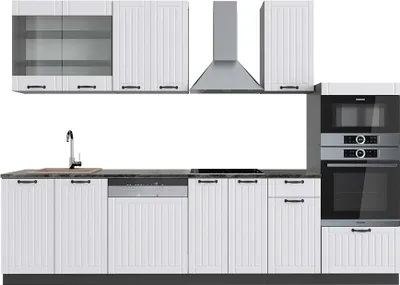 Obrázok produktu pre Kuchynský kút Vicco Fame-Line Biely vidiecky dom/antracit 300 cm s vysokou skrinkou, AP antracit, Model 42551