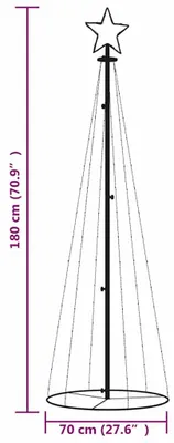 Produktbild von vidaXL LED-Weihnachtsbaum Kegelform Warmweiß 108 LEDs 70x180 cm