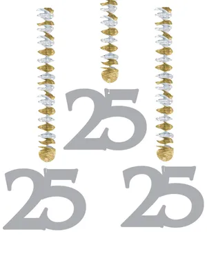 Produktbild von Silberne Hochzeit Hänge-Spiralen Party-Deko Jubiläum 3 Stück silber-gold 76x20cm