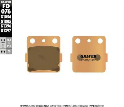 Produktbild von Bremsbeläge Galfer FD076G1397 Sinter-Metall OFFROAD / QUADS hinten für Honda ATC BIG RED X S TRX EX SporTrax, Kawasaki KEF Lakota Sport Sportrax KSF