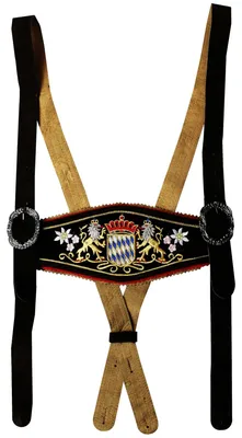 Produktbild von Hosenträger für Trachten Lederhosen mit Bayerischem Wappen-stickerei, Farbe:Schwarz