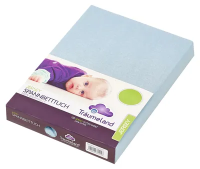 Produktbild von Träumeland Spannbetttuch für Laufgittermatratzen Jersey hellblau 100x100