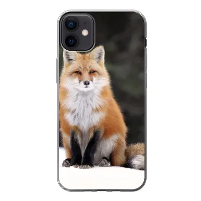 Produktbild von MuchoWow® Handyhülle Schutzhülle Hülle für iPhone 12 mini Fuchs - Schnee - Rot Silikon Softcase Handy Hülle - Bild