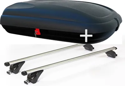 Produktbild von Dachbox VDPBA320 320 Liter carbonlook abschließbar + Dachträger VDPKING1 kompatibel mit Ford Ecosport 5 Türer ab 2012