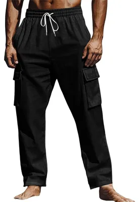 Immagine prodotto di Pantaloni cargo in lino da uomo, ideali per l'estate