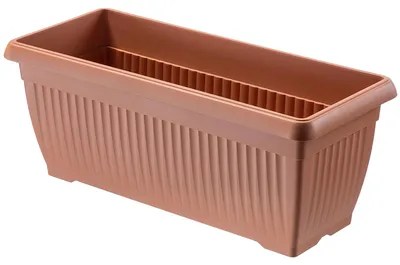 Obrázok produktu pre Balkónový kvetináč – kvetináč 80 cm – plastový – s drážkovanou štruktúrou – odolný voči poveternostným vplyvom a mrazu – na balkón a terasu – hnedý