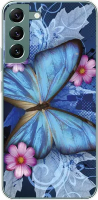 Produktbild von König Design Hülle kompatibel mit Samsung Galaxy S22 Plus 5G Kunststoff Soft Handyhülle - Handy Case Schmetterling Blau