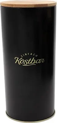 Produktbild von Livinja KOSTBAR Metalldose mittel schwarz ca. d= 9 x H= 16 cm Bambusdeckel