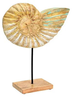 Produktbild von Große Deko Muschel aus Holz zum Hinstellen 28 x 31 x 9 cm