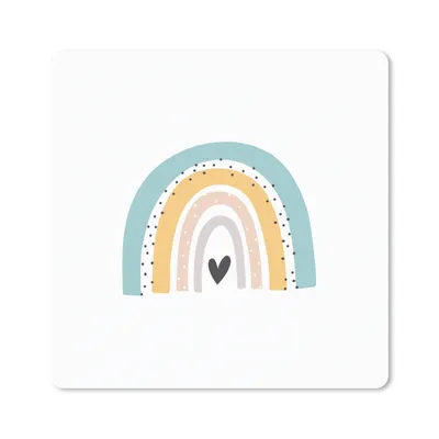 Produktbild von MuchoWow® Mauspad Mousepad Regenbogen - Mädchen - Jungen - Herz - Pastell 20x20 cm - Mousepads - Maus Mat - Pad - Mausunterlage - Desk Mat - Bureauartikeln