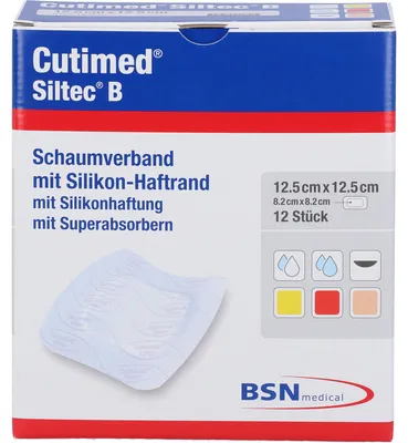 Produktbild von Cutimed Siltec B Schaumverb.12,5x12,5 cm m.Haftr. 12 St