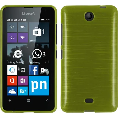 Produktbild von PhoneNatic Case kompatibel mit Microsoft Lumia 430 Dual - pastellgrün Silikon Hülle brushed + 2 Schutzfolien
