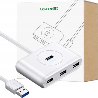 Image de Hub USB de type C Ugreen - 4 ports USB 3.0 1M Blanc