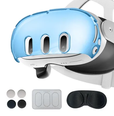 Obrázek produktu pro Ochranné pouzdro pro Meta Quest 3 – sada 7 v 1, průhledné, modré