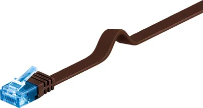 Image de goobay Flach Patchkabel Cat 6a U/UTP dunkelbraun 3 m