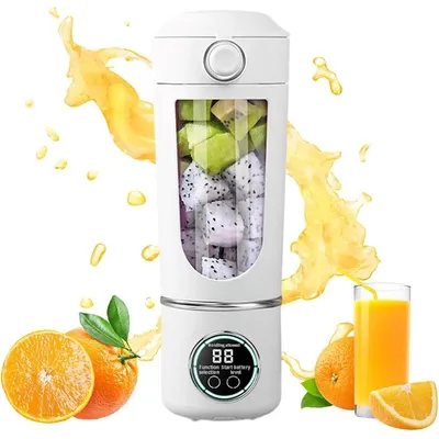 Produktbild von Tragbarer Blender 700ml – Kabelloser Mixer mit 12 Klingen & Selbstreinigung, USB-C, für Shakes & Smoothies, Weiß