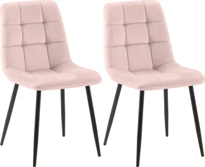 Produktbild von CLP 2er Set Esszimmerstuhl Tilde gepolstert mit Rückenlehne bis 150 kg belastbar pink Material Samt