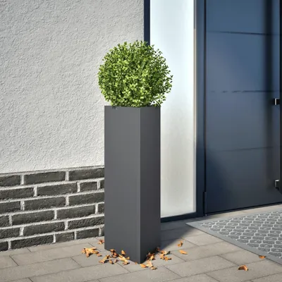 Produktbild von "2026 Aktion"Pflanztopf/Blumenkübel Moderne - Pflanzkübel - Blumentopf Anthrazit Dreieckig 30x26x75cm Stahl DE674525 - Beete