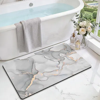 Produktbild von Badematte rutschfest 60 x 110 cm, super saugfähig, schnelltrocknend, hellgrau