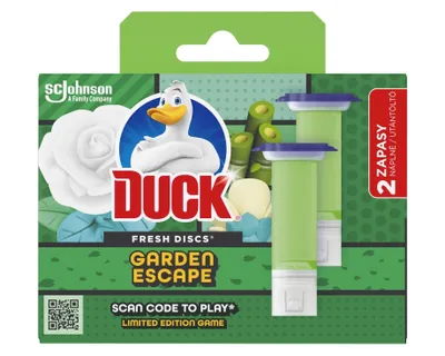 Produktbild von Duck Fresh Discs Garden Escape, Barwiące żelowe krążki do WC, zapas, 2 x 36 ml