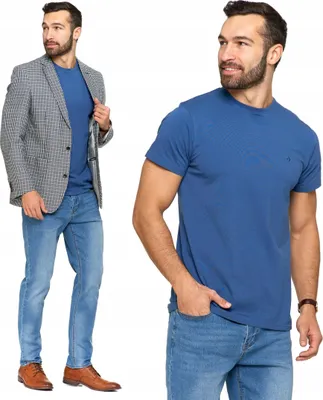 Produktbild von T-Shirt - Herren T-Shirt Größe 3XL - Baumwoll T-Shirt blau - blaues T-Shirt - Basic T-Shirt
