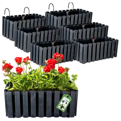Zdjęcie produktu dla Zestaw 6 doniczek Prosperplast | Boardee Fancycase W | antracyt | 40 cm