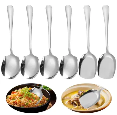 6-teiliges Servierlöffel-Set aus Edelstahl, langem Griff