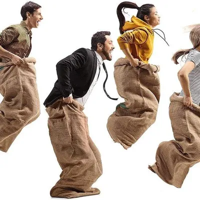 Image de Sacs en jute, lot de 4, biodégradables, jute, 4 pièces, pour le rangement, le jardinage et les courses de sacs en jute.