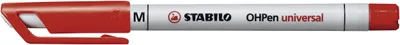 Obrázek produktu pro STABILO OHPen, 1 kusů, Červená, Červená, Stříbrná, Plast, Kulatý, Střední