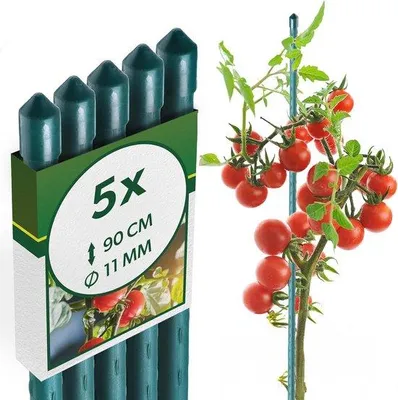 Productafbeelding van Bloemensteun van staal voor klimplanten, weerbestendig, plantenstok met haakjes, 90 cm, set van 5 stuks
