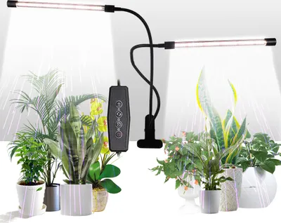 Produktbild von Pflanzenlampe 40W LED Pflanzenlicht 2 Köpfe Wachstumslampe Zimmerpflanzen Grow Lampe mit Timer