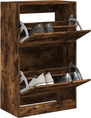 Produktbild von Design Schuhschrank Räuchereiche 60x34x96,5 cm Holzwerkstoff, Schuhregale 2024