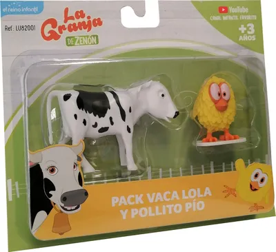Immagine prodotto di La Granja De Zenon LU82001 Mucca Lola e pulcino Pio figure gioco fattoria mammifero uccello naturale dipinto playset