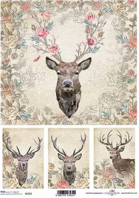 Produktbild von ITD Reispapier Decoupage Bastelpapier Softpapier Serviettentechnik, Hirsch R1311