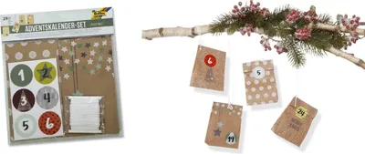 Produktbild von Folia 9396 Adventskalender Bastel-Set "Nature" -  24 Tüten